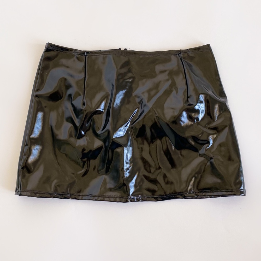 Black Vinyl Mini Skirt